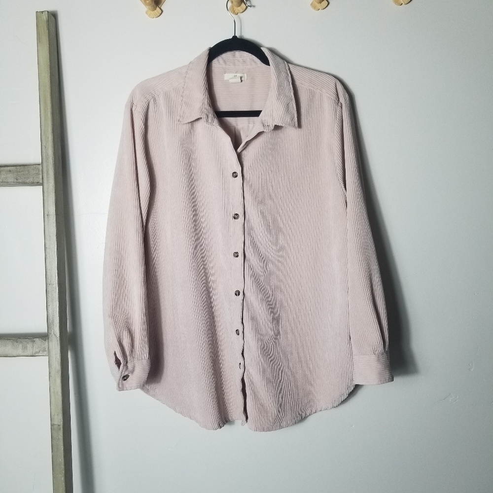 H&M BLUSH PINK LIGHT WEIGHT CORDUROY SHACKET SIZE LARGE